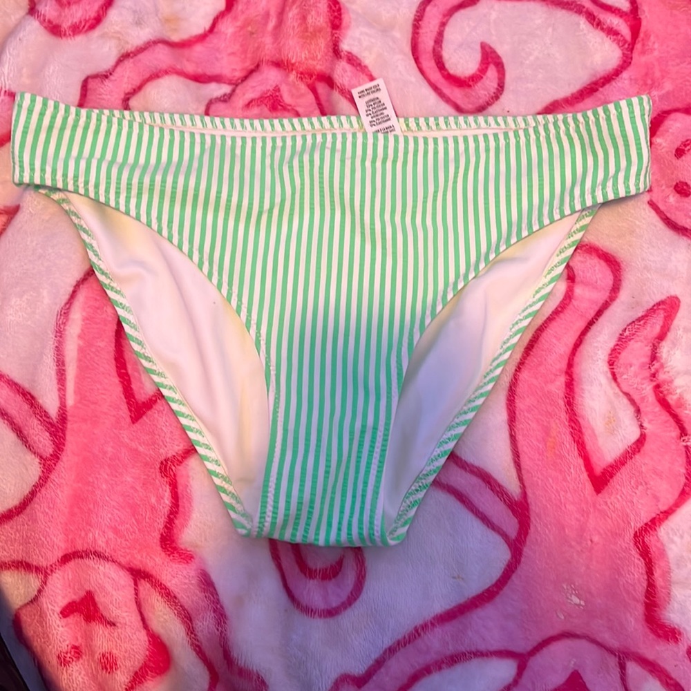 Green striped bikini bottoms